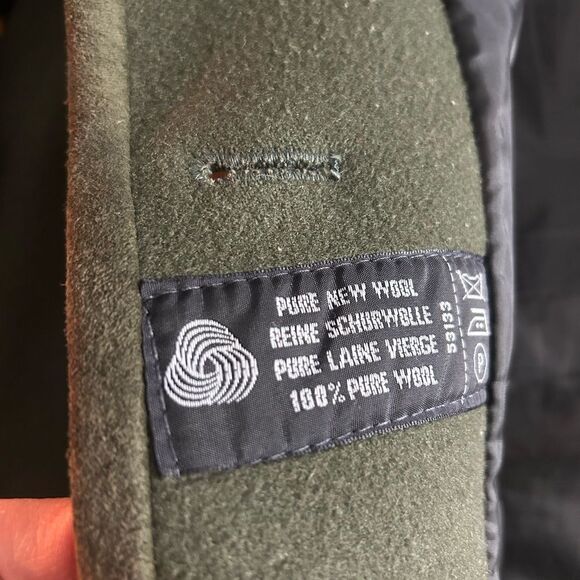 Vintage Y2K 2000s Jacob Olive Hooded Wool Trench Coat L - Picture 4 of 14